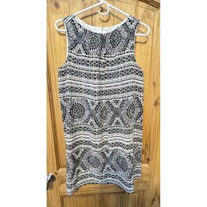 Tori Richards Women's Honolulu 100% Silk Hawaiian Shift Dress Black White Size 4